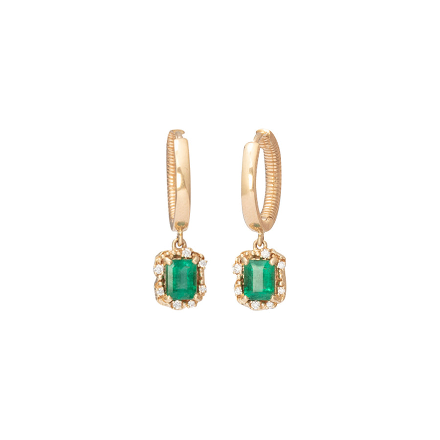 BaYou with Love Emerald and Diamond Water Huggies - Earrings - Broken English Jewelry