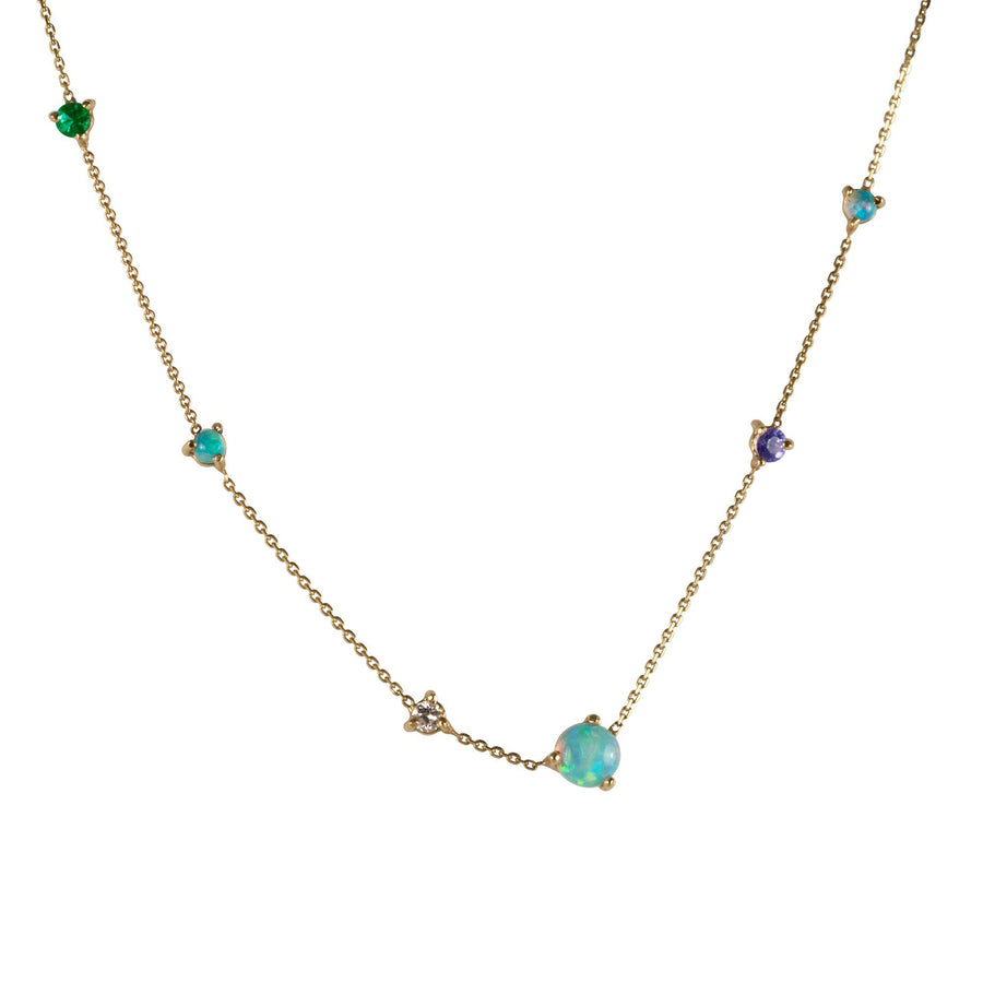 WWAKE Linear Mixed Stone Chain Necklace - Broken English Jewelry