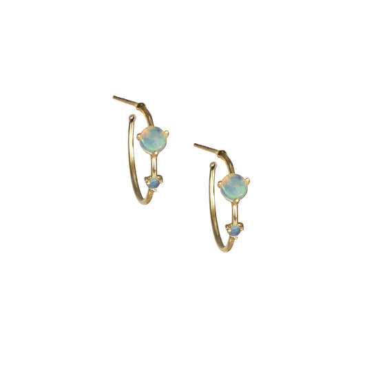 Small Two-Step Opal Hoops - Main Img