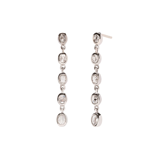 Bridal Diamond Drop Earrings - White Gold - Main Img