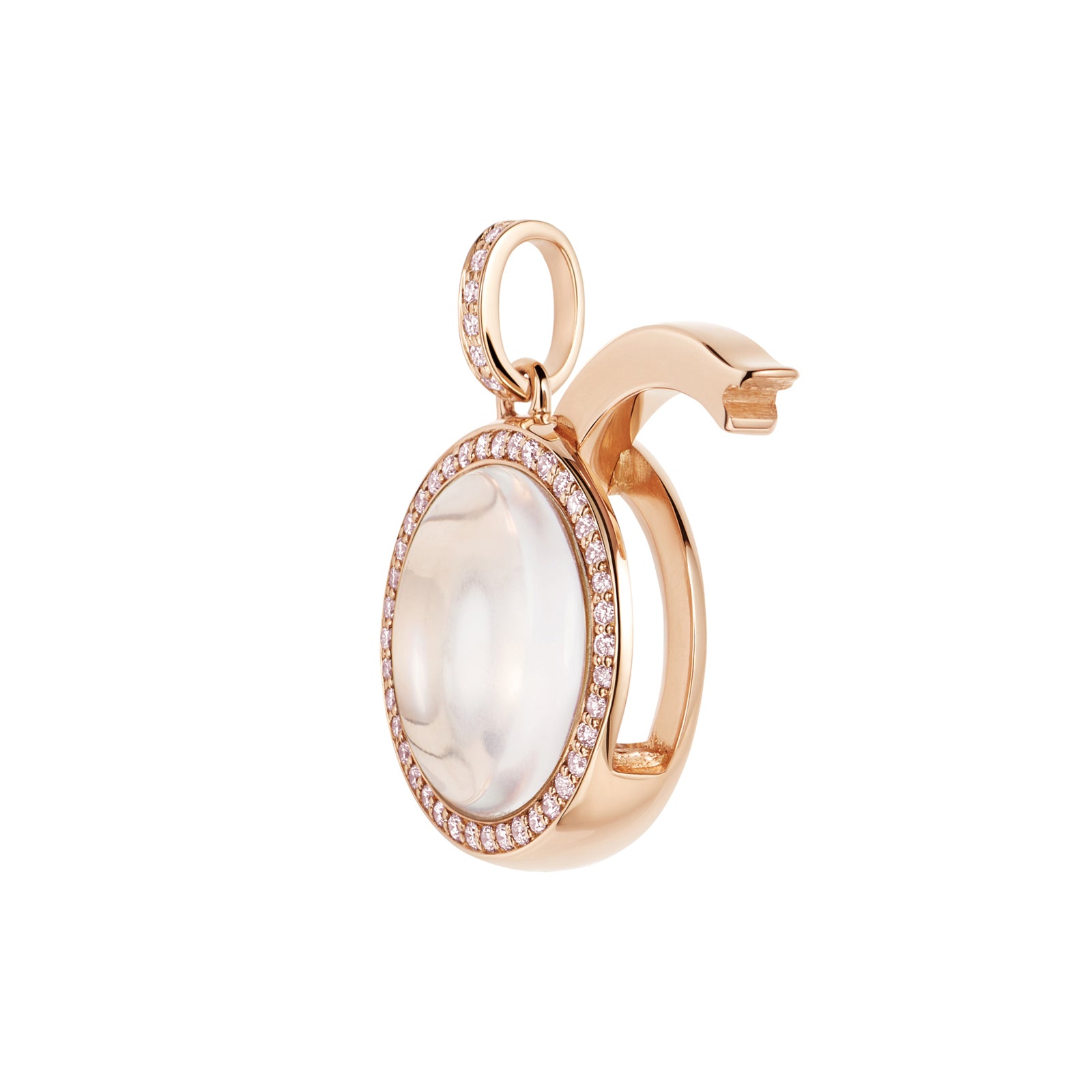 Loquet Diamond Round Locket - Rose Gold - Charms & Pendants - Broken English Jewelry