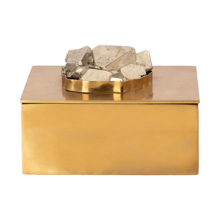 BE Home Large Brass & Pyrite Box - Broken English Jewelry